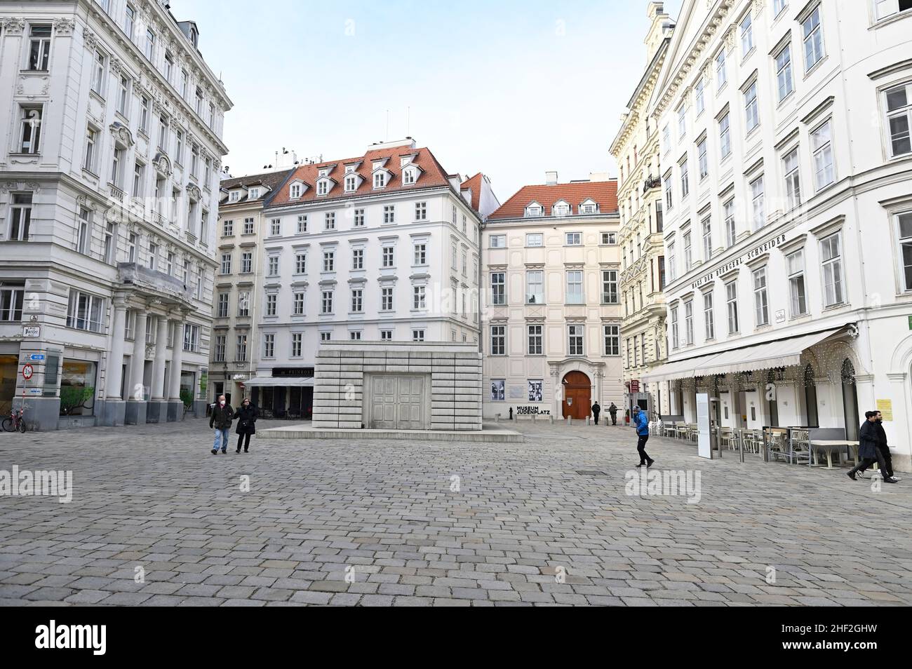 Wien, Österreich. Gedenkstätte für die österreichischen jüdischen Opfer der Shoah am Judenplatz Stockfoto
