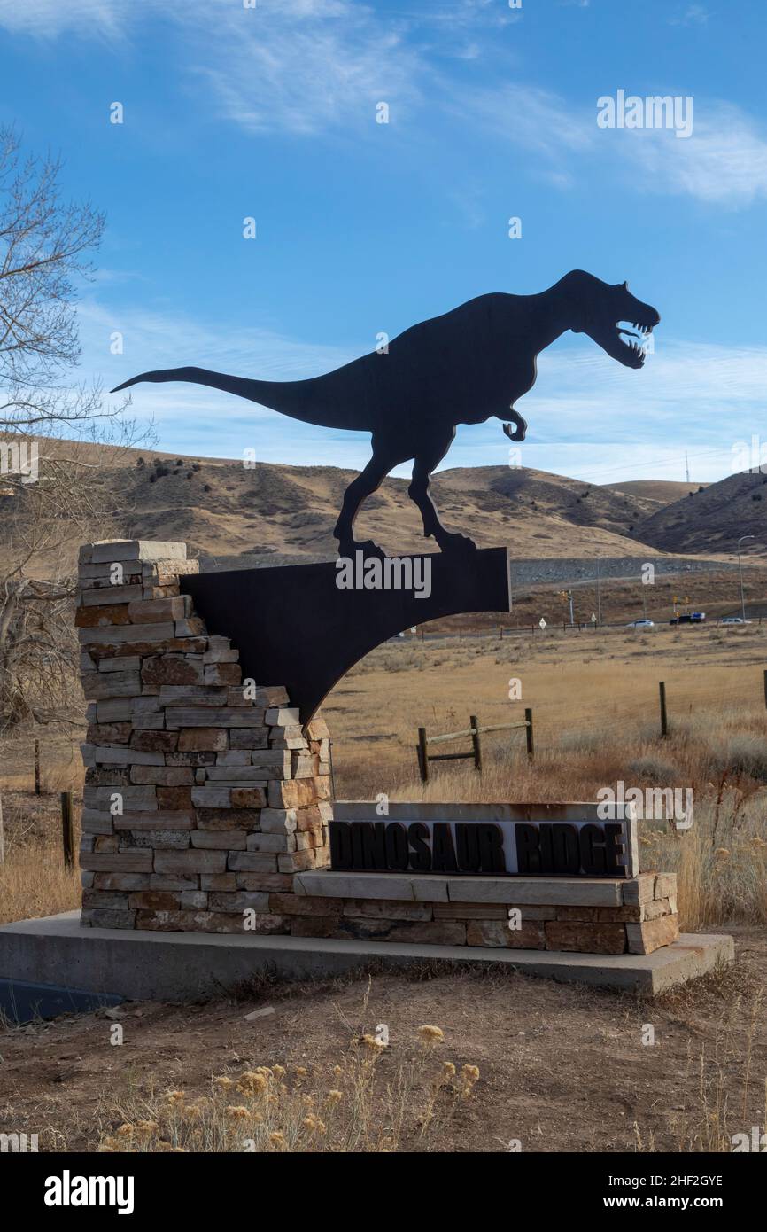 Morrison, Colorado - die Nähe zum Dinosaur Ridge. Besucher können Hunderte von Dinosaurierspuren entlang des Bergrückens sehen, westlich von Denver. Der Track Stockfoto