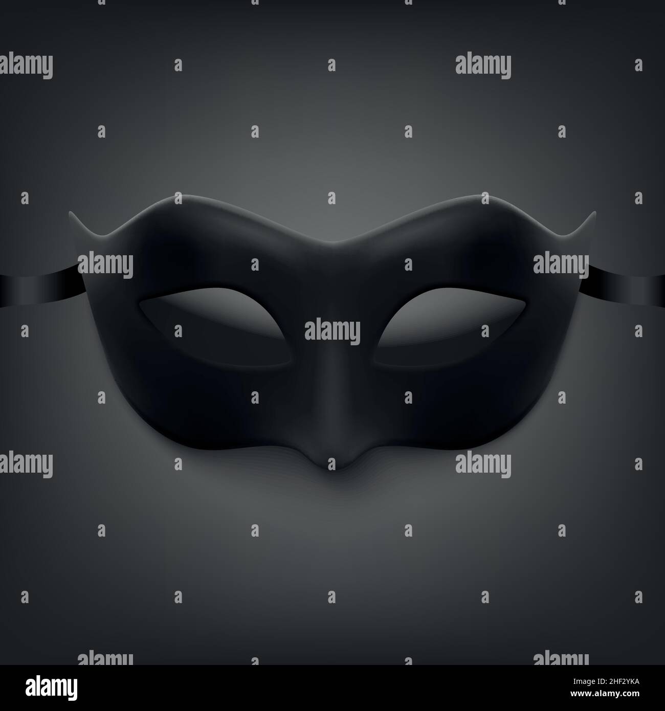 Vector 3D realistische schwarze Karneval Gesichtsmaske für Party-Dekoration, Maskerade Nahaufnahme. Design Vorlage der Maske für Mann oder Frau. Karneval, Party Stock Vektor