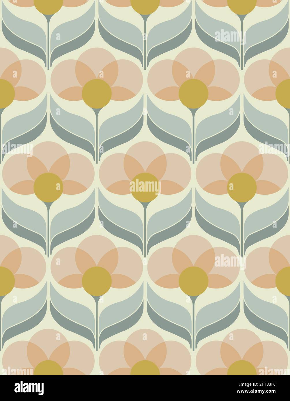 Vektor-Illustration von nahtlosen Blumen-Tapete im Stil der sechziger Jahre Stock Vektor