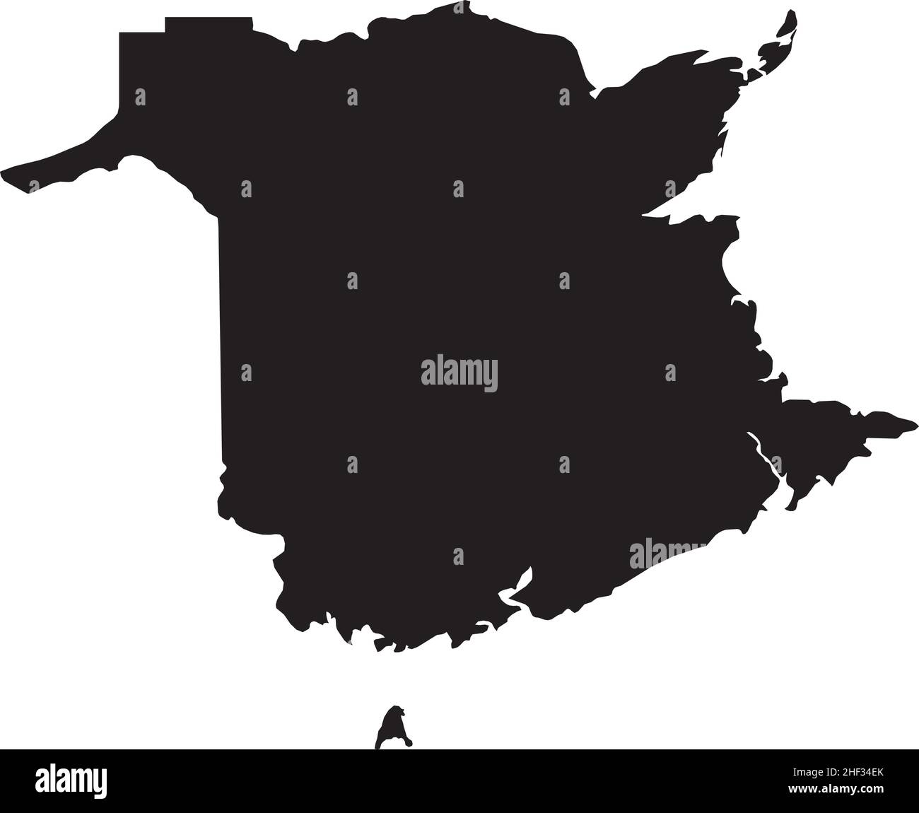 Schwarze flache leere Vektor-Verwaltungskarte des kanadischen Territoriums von NEW BRUNSWICK, KANADA Stock Vektor