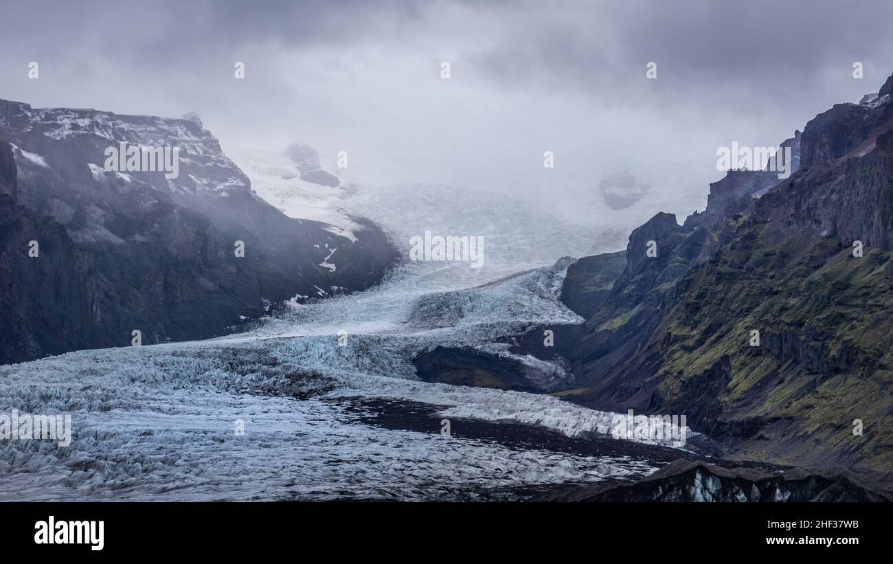 Gletscherlandschaft im Vatnajökull-Nationalpark in Südisland Stockfoto