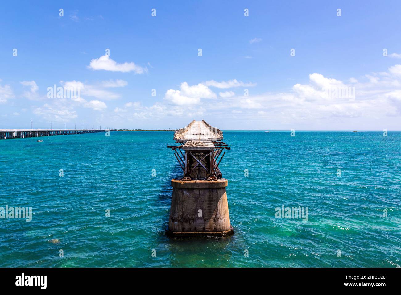 Alte Bahia Honda Rail Bridge, Bahia Bay State Park, Florida Keys, Florida. Stockfoto