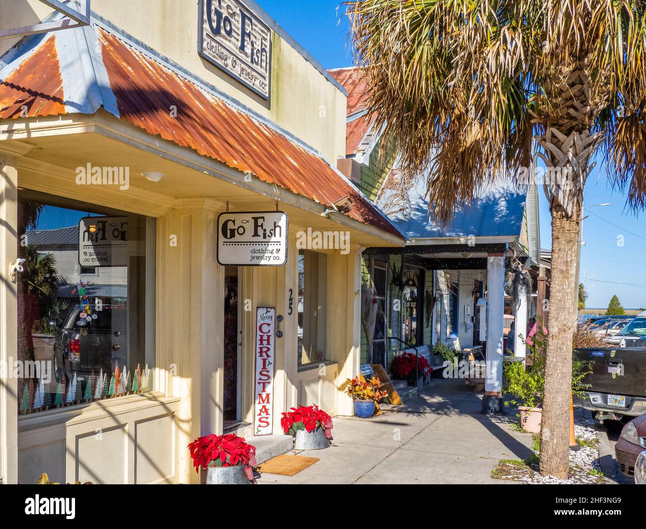 Touristeneinkaufsviertel von Apalachicola in der Panhandle-Gegend von Florida USA Stockfoto