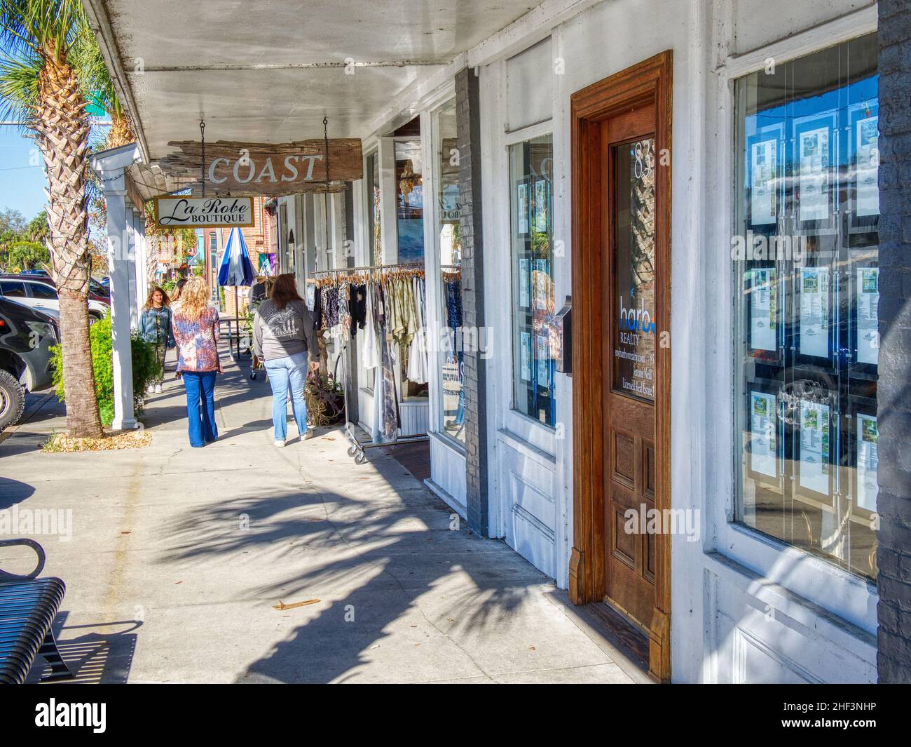 Touristeneinkaufsviertel von Apalachicola in der Panhandle-Gegend von Florida USA Stockfoto