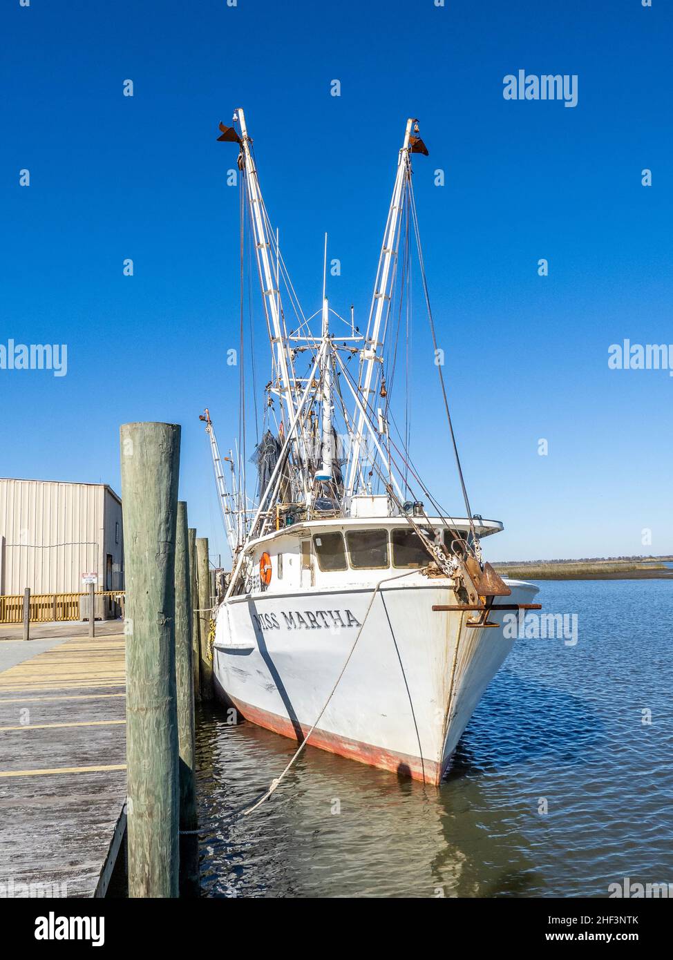 Garnelenbootdock im Apalachicola River in Apalachicola im Panhandle-Gebiet von Florida USA Stockfoto