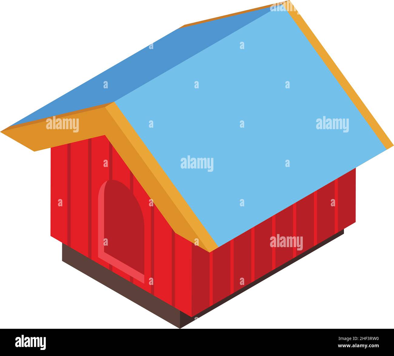 Bunte Hundehütte Symbol isometrischer Vektor. Niedliches Dach. Hundewelpe Stock Vektor