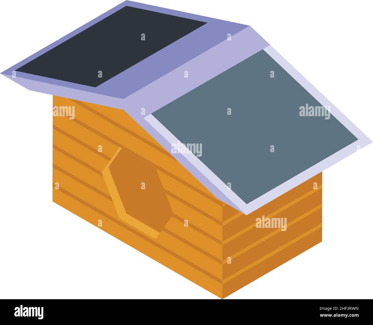Isometrischer Vektor des Symbols „hundehütte“ des Tieres. Hundezwinger. Cottage Roof Stock Vektor