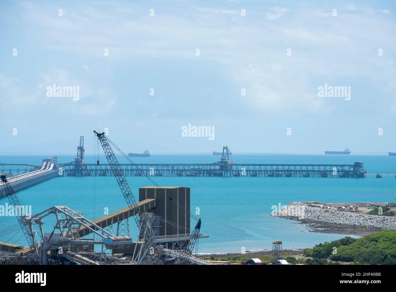 Zwei Kohlebergwerke im Hafen, Hay Point Coal Terminal (HPCT) und Dalrymple Bay Coal Terminal (DBCT), werden in Central Queensland betrieben Stockfoto