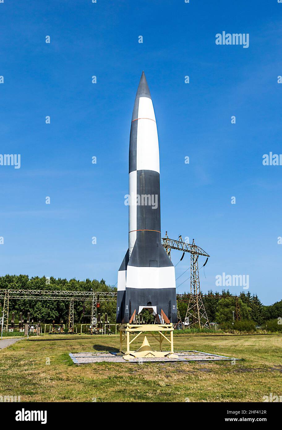 Deutsche WW2V2-Rakete in Peenemünde Stockfoto