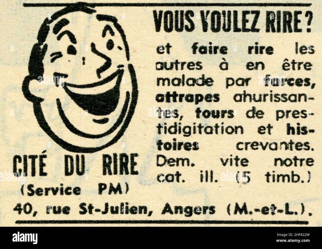 Publicité ancienne Cité du rire Stockfoto