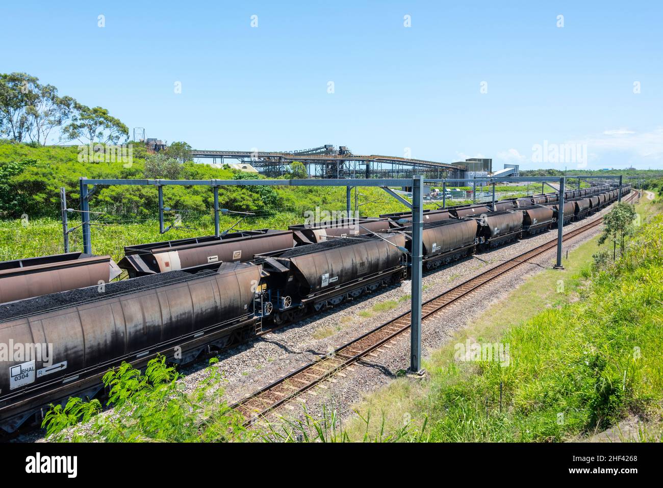 Zwei Kohlebergwerke im Hafen, Hay Point Coal Terminal (HPCT) und Dalrymple Bay Coal Terminal (DBCT), werden in Central Queensland betrieben Stockfoto