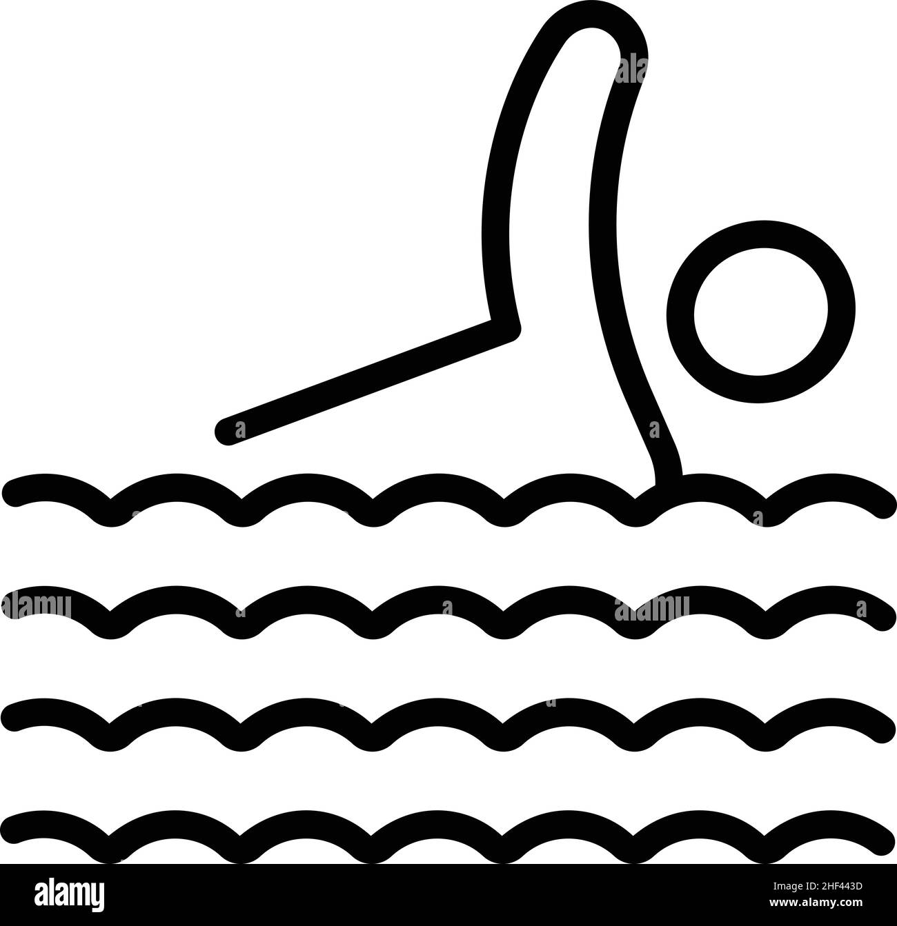 Skizze des Symbols „Schwimmkünste“. Sportschwimmer. Pooltaucher Stock Vektor