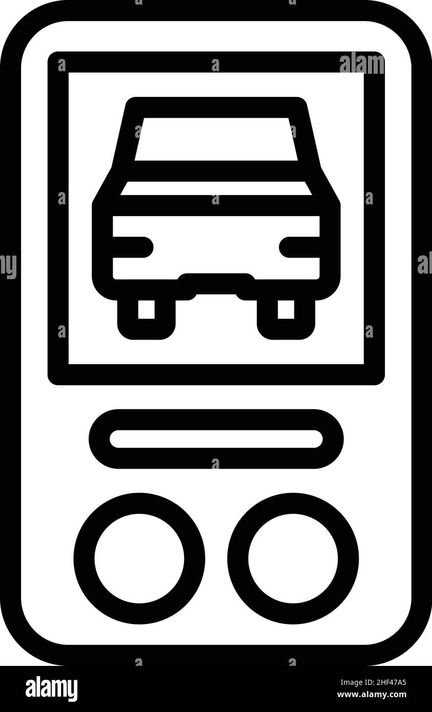 Symbolumrissvektor für Autoalarm. Auto-System. Fernbedienung Stock Vektor