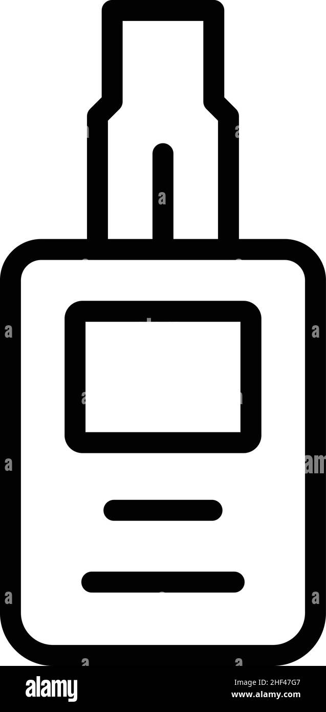 Umrissvektor für das Symbol für den Autoalarm mit Fernbedienung. Auto-System. Schlüsselhand Stock Vektor