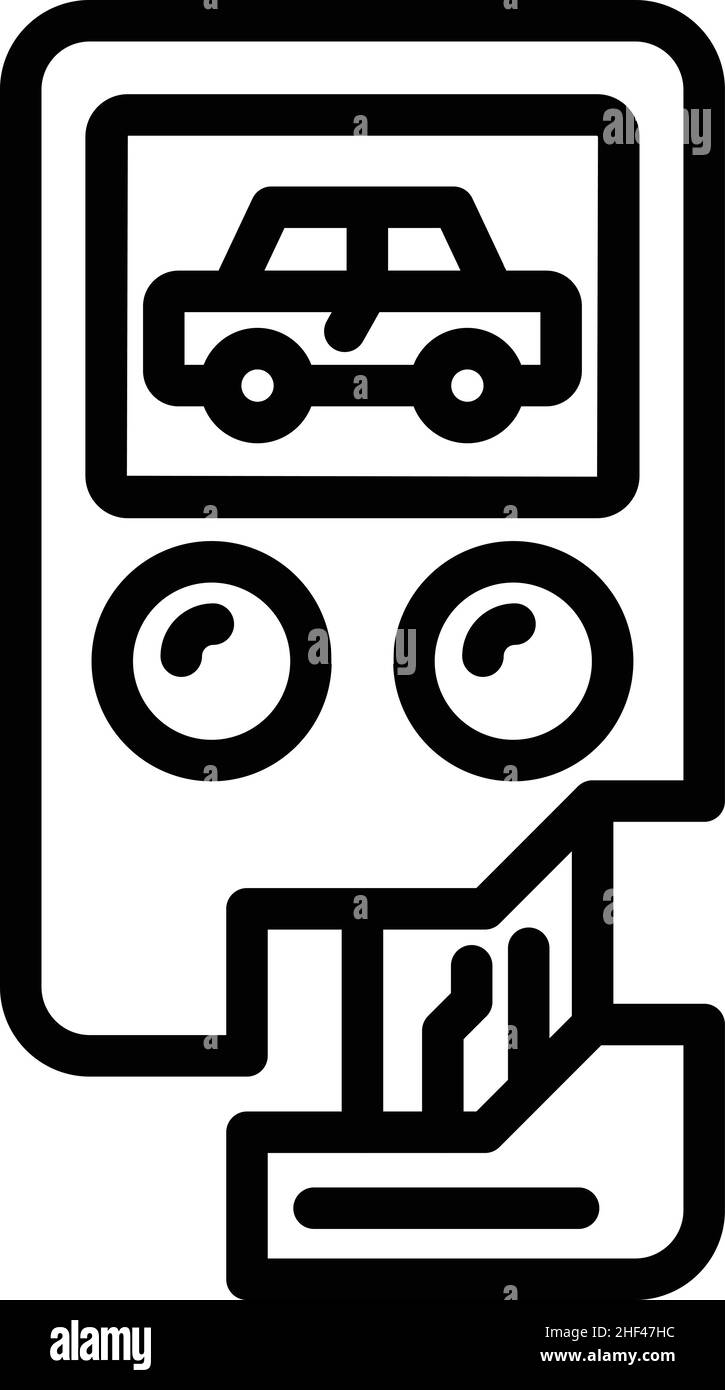 Smart Car Digital Key Symbol Umriss Vektor. Autofernbedienung. Automatische Steuerung Stock Vektor