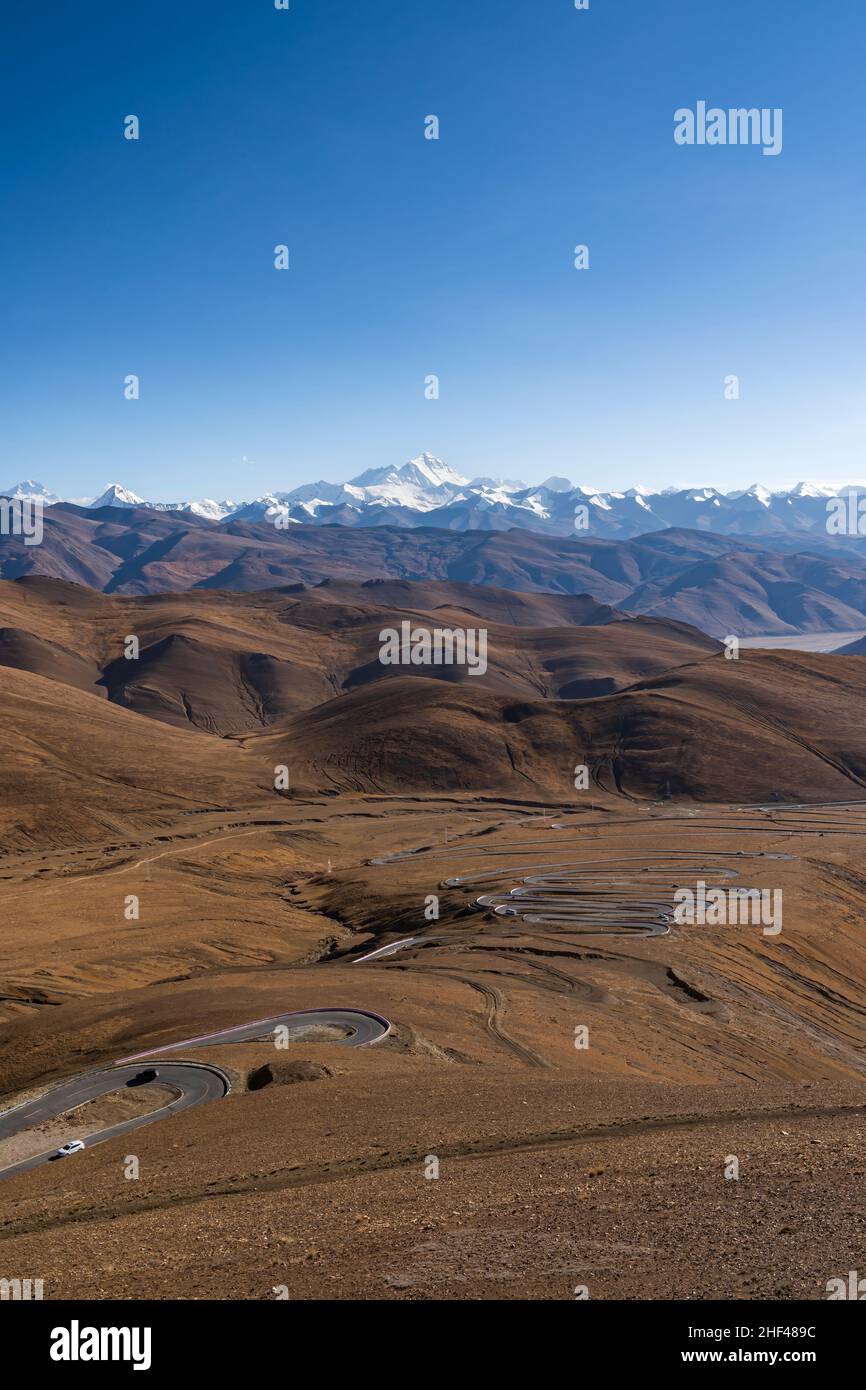 Der Mount Everest ist der höchste Berg der Erde über dem Meeresspiegel und liegt im Mahalangur Himal-Untergebiet des Himalaya. Stockfoto