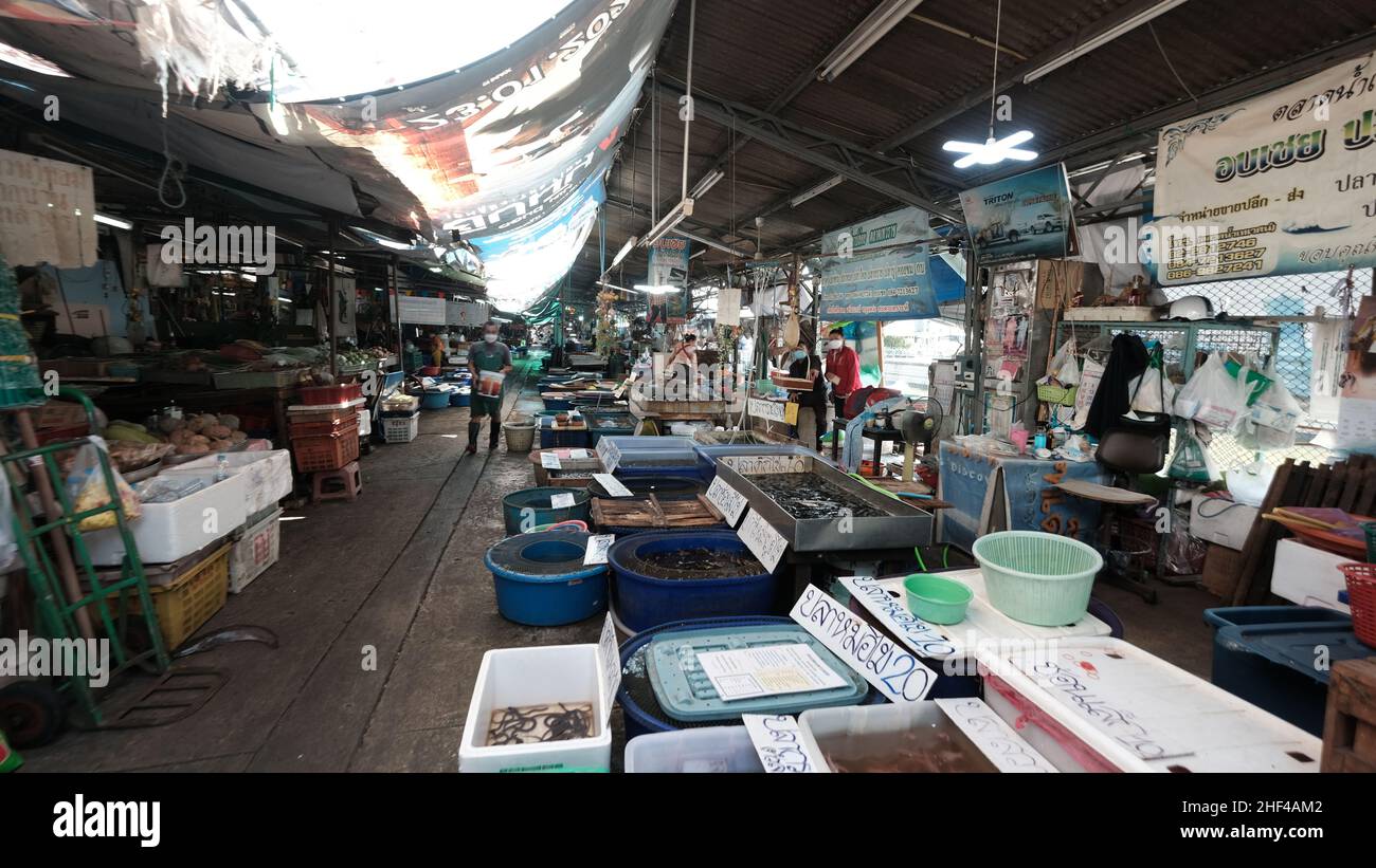 ThEWET BLUMENMARKT, Wat Sam Phraya, Phra Nakhon BANGKOK, THAILAND Stockfoto