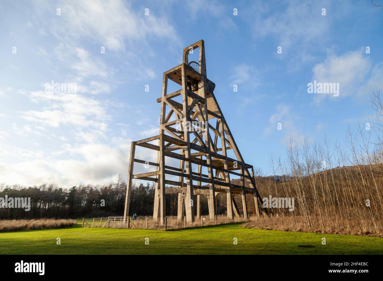 Die gewundenen Gang Mary Nr. 2 Welle an Lochore Wiesen Country Park, Fife. Stockfoto