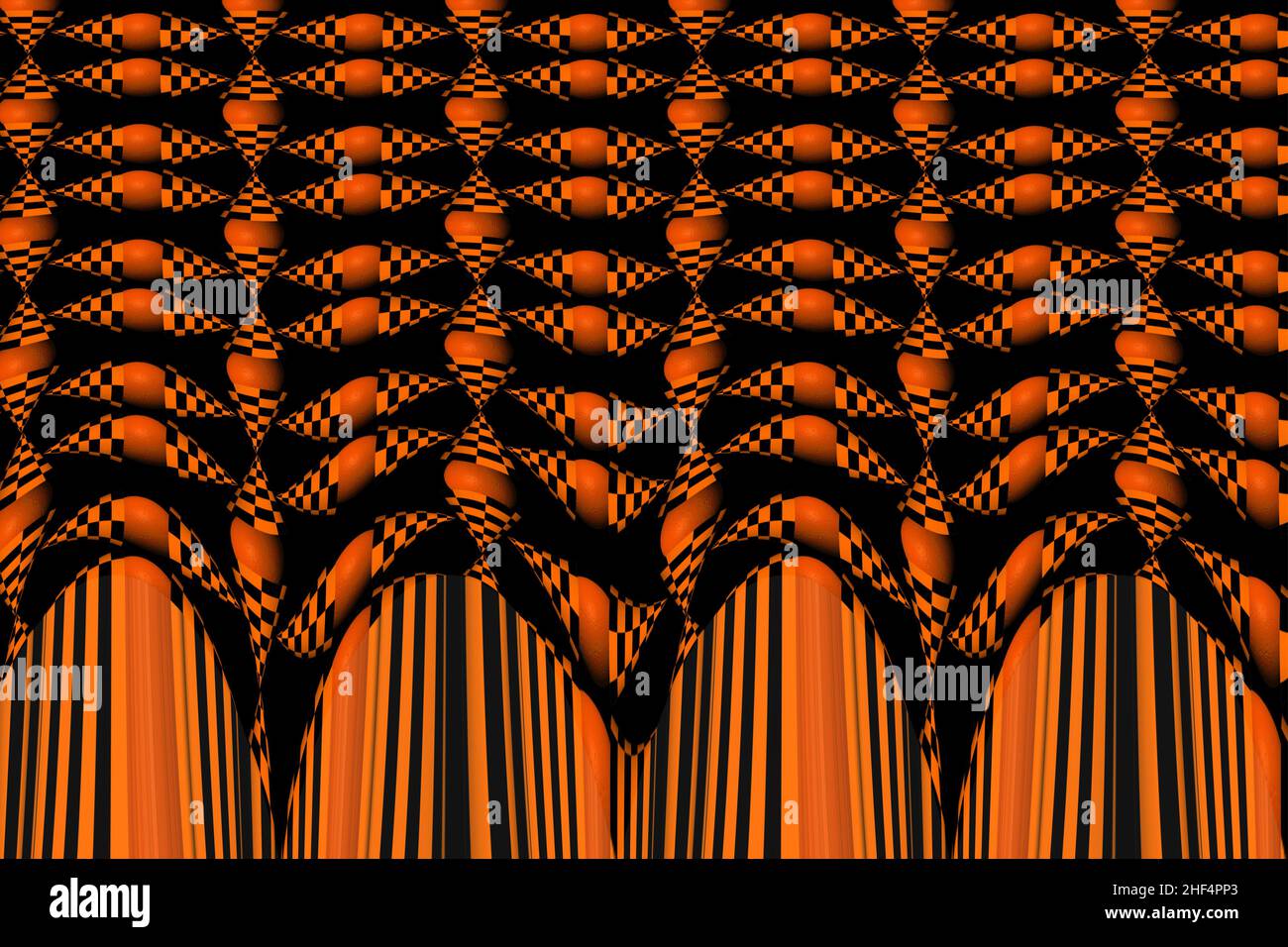 3D Illustration von buntem Banner mit gemischten abstrakten Kurvenformen für kreative Kunst und Webdesign.Psychedelisch.Druck für clothes.Computer generiert Stockfoto