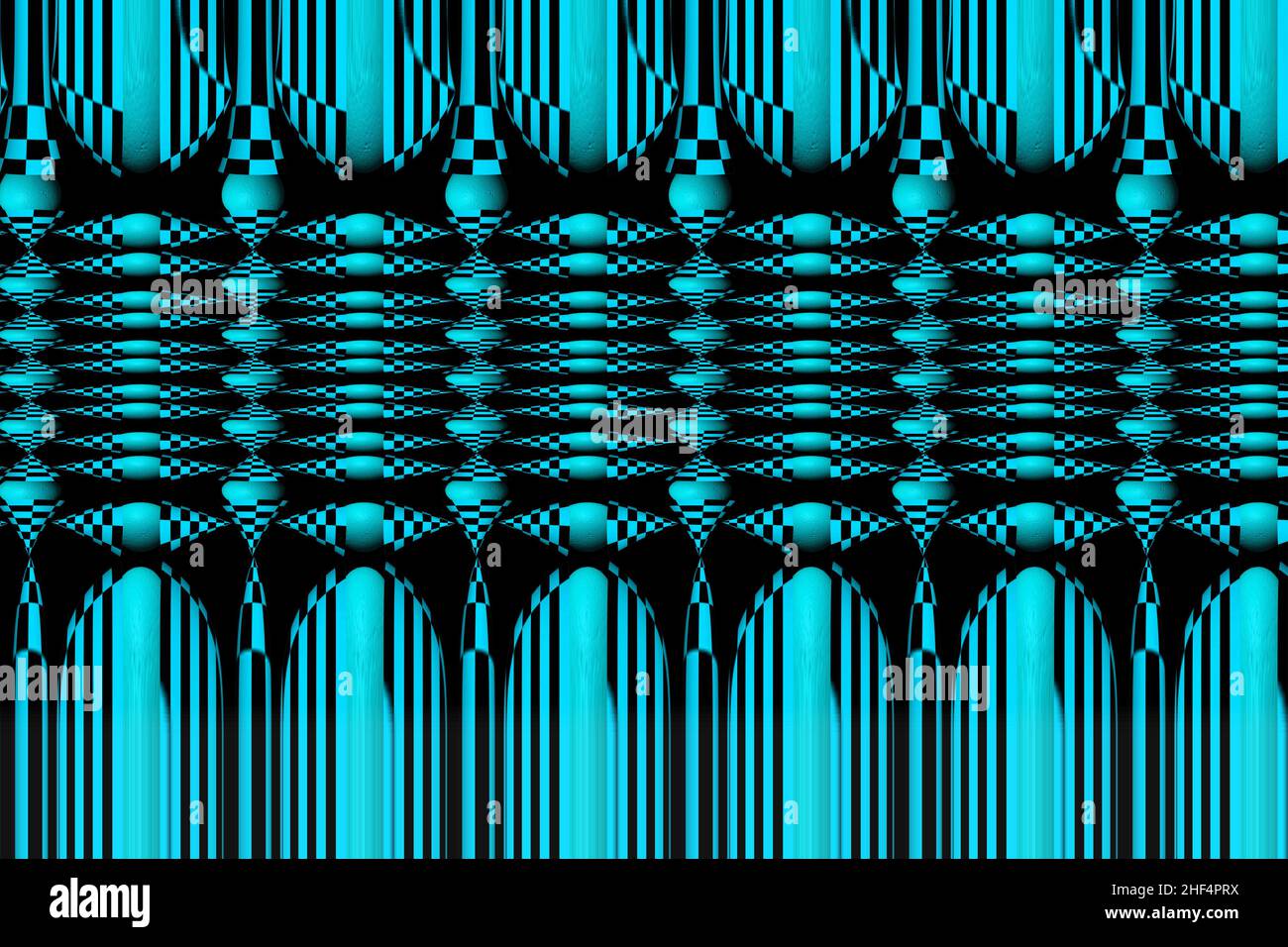 3D Illustration von buntem Banner mit gemischten abstrakten Kurvenformen für kreative Kunst und Webdesign.Psychedelisch.Druck für clothes.Computer generiert Stockfoto