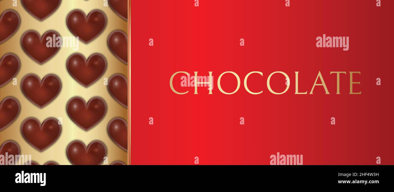Herzförmige Schokolade Dessert Rot Illustration Hintergrund Banner Stock Vektor