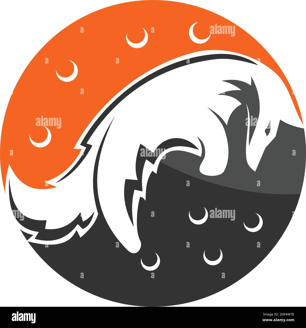 Fox Moon Icon Illustration Markenidentität Stock Vektor