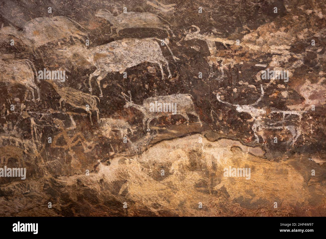 Bhimbetka Rock Shelters, Raisen, Madhya Pradesh, Indien. Stockfoto