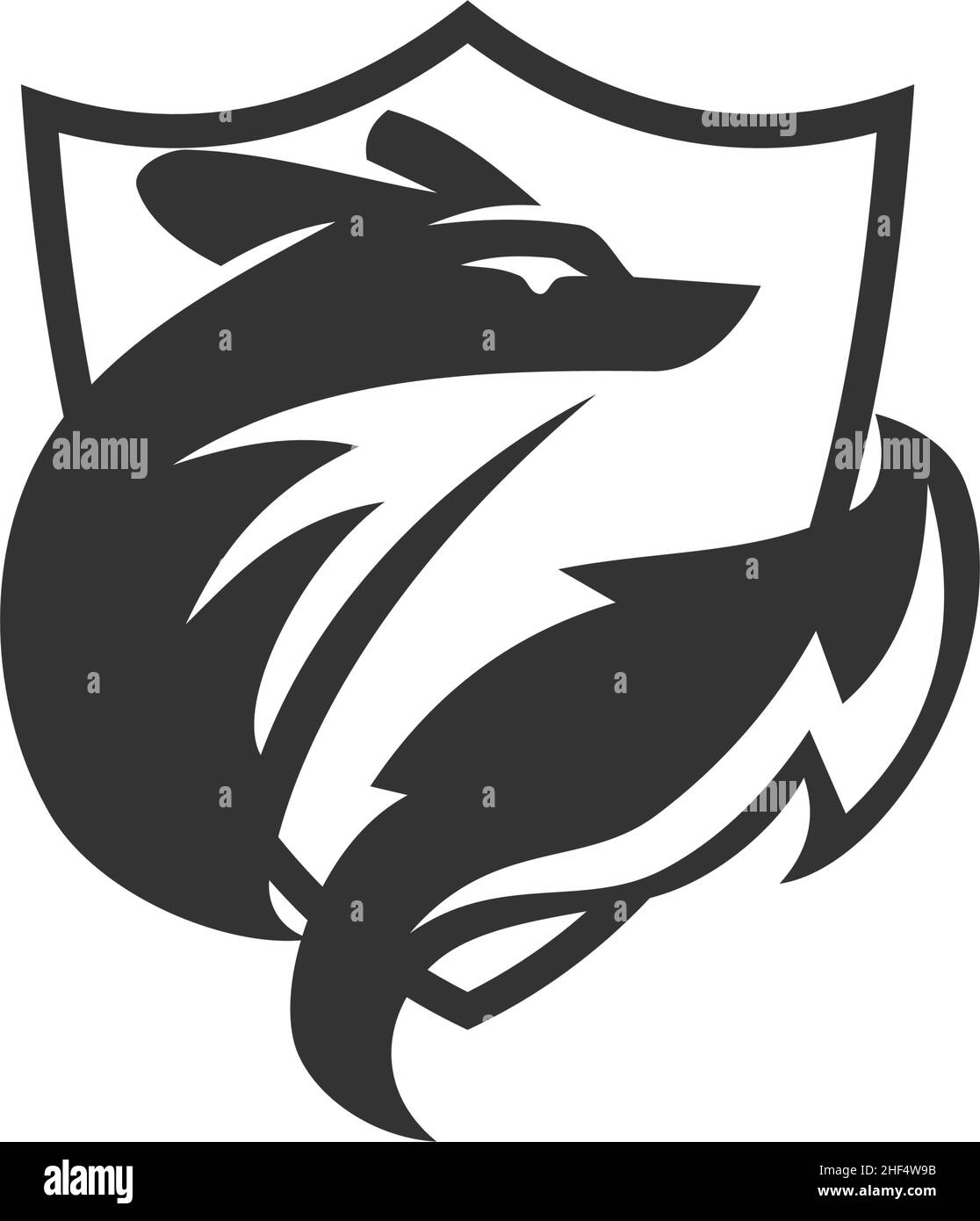 Fox Shield Icon Illustration Markenidentität Stock Vektor