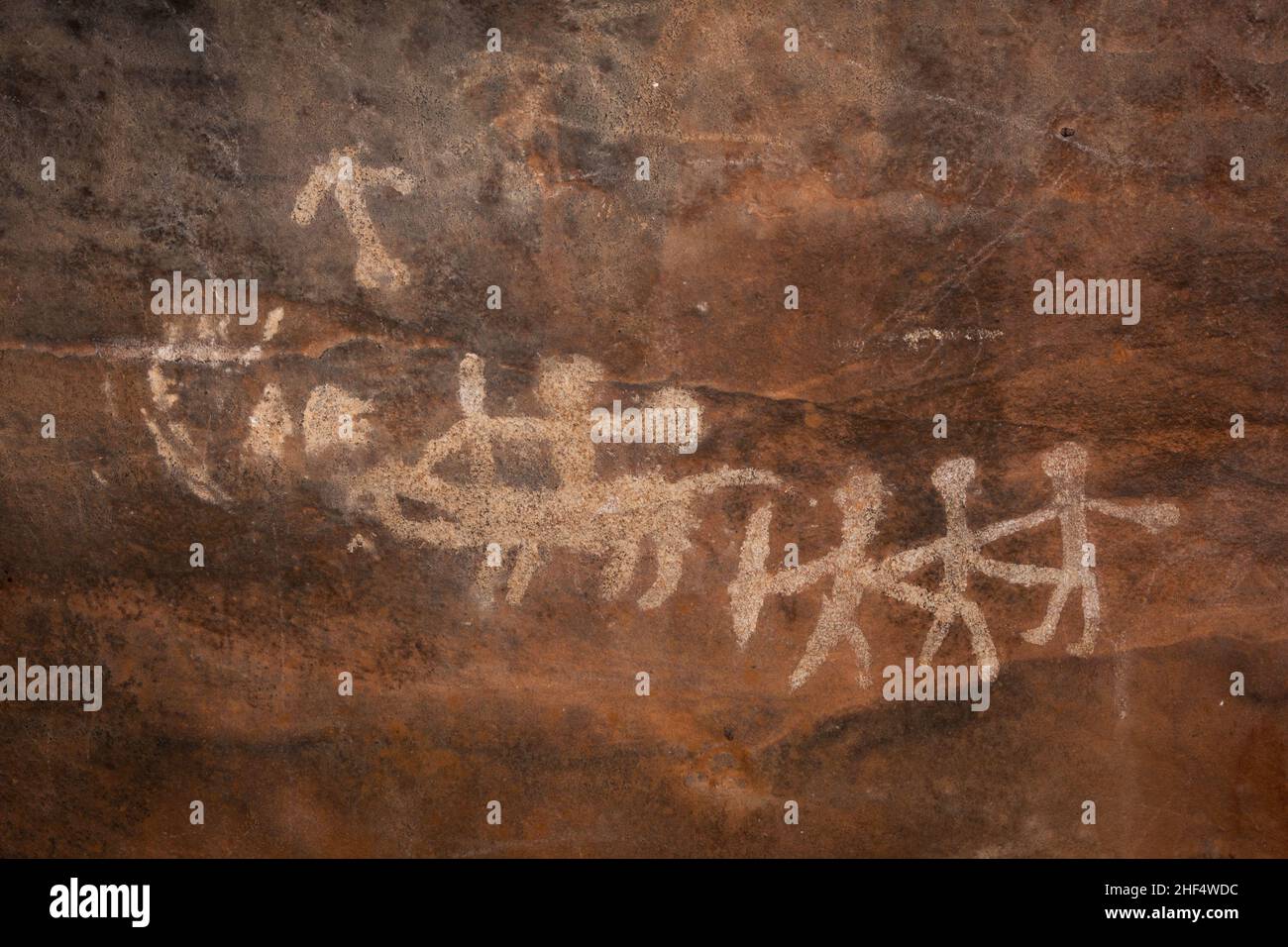 Bhimbetka Rock Shelters, Raisen, Madhya Pradesh, Indien. Stockfoto