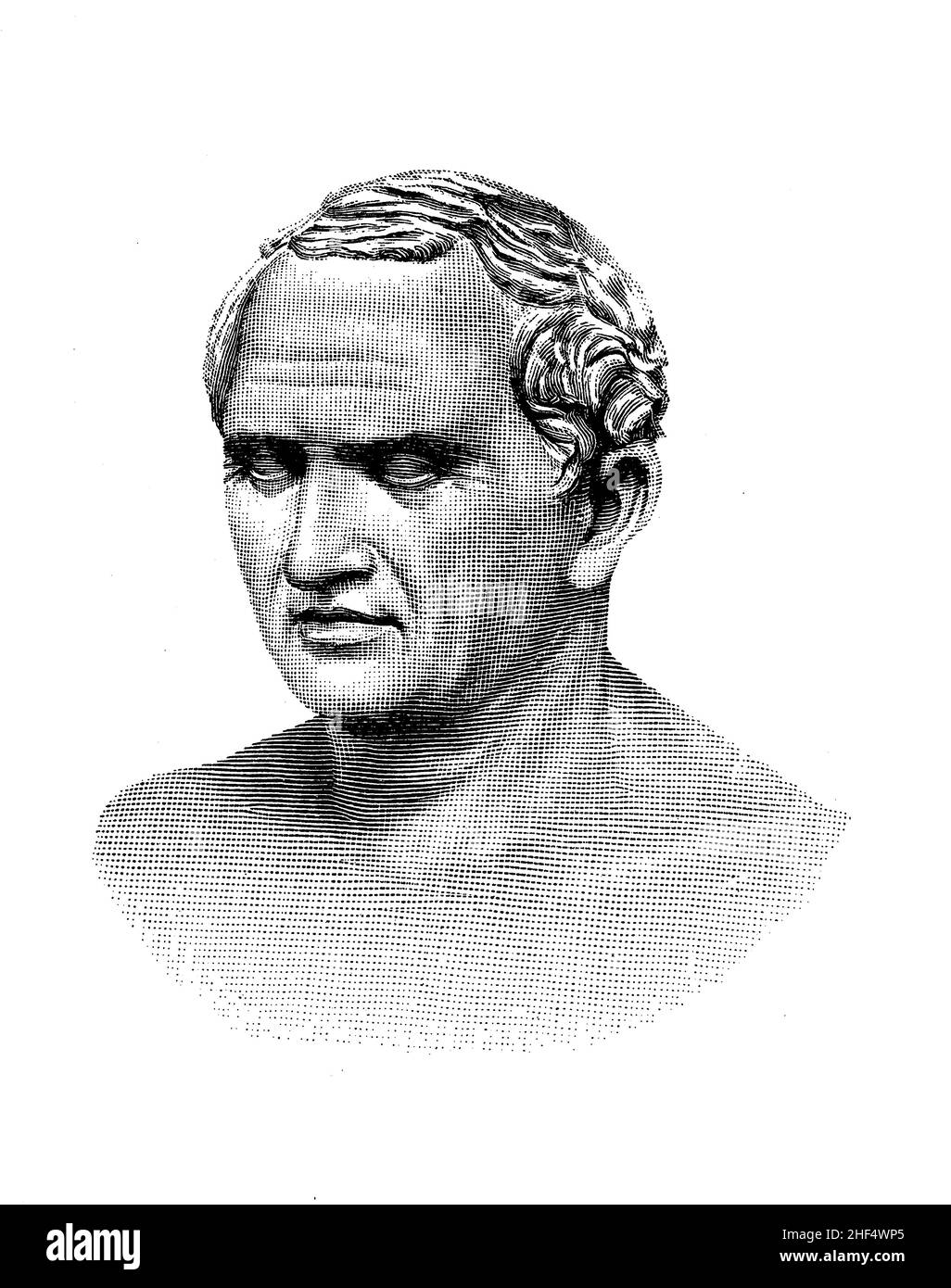 Marmorkopf des römischen Staatsmannes Marcus Tullius Cicero, Rechtsanwalt, Redner, Gelehrter, Philosoph und Konsul Stockfoto