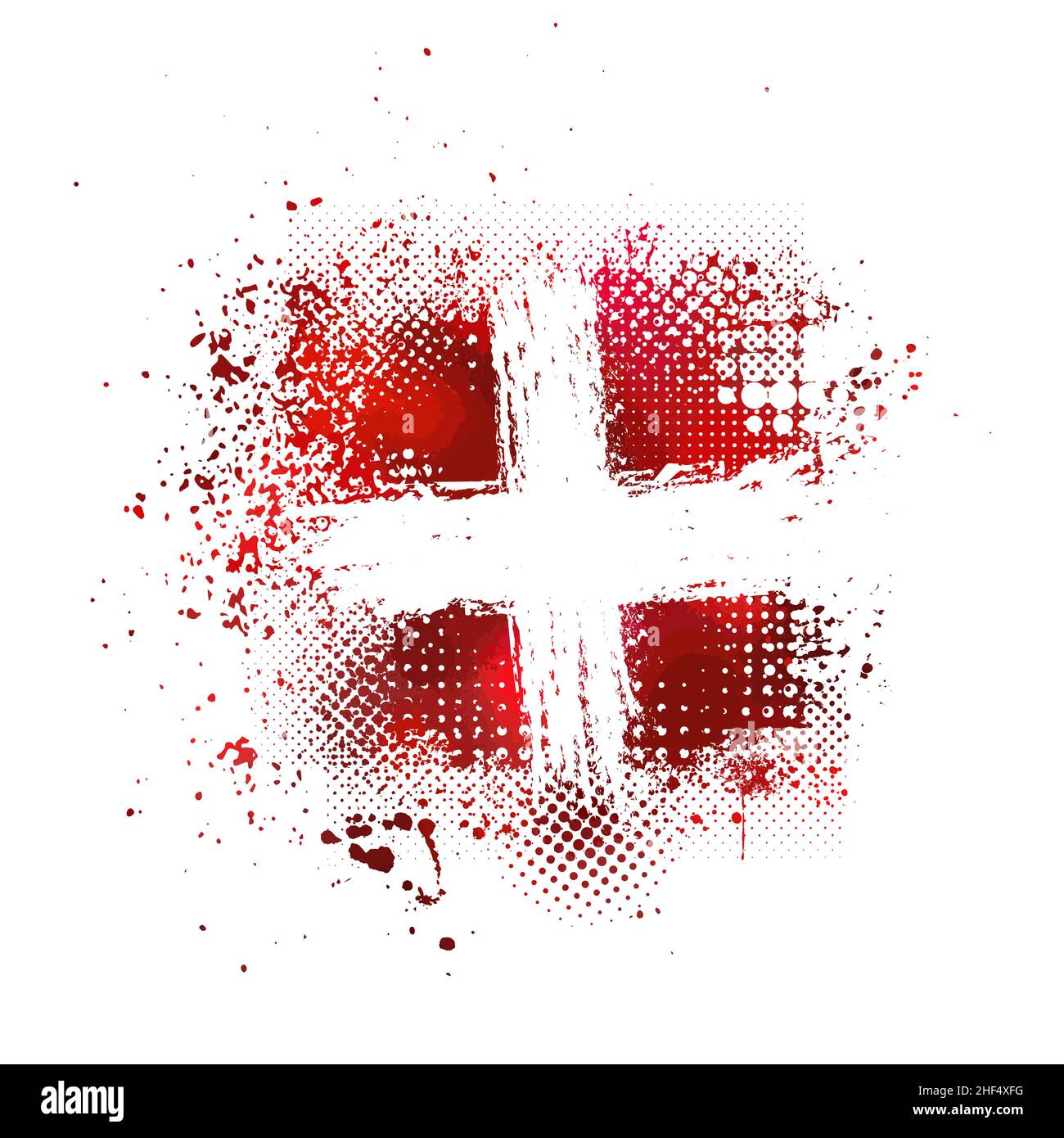 Pinselstrich auf weißem Hintergrund. Japanischer Stil. Vektordarstellung von Grunge-Flecken Stock Vektor