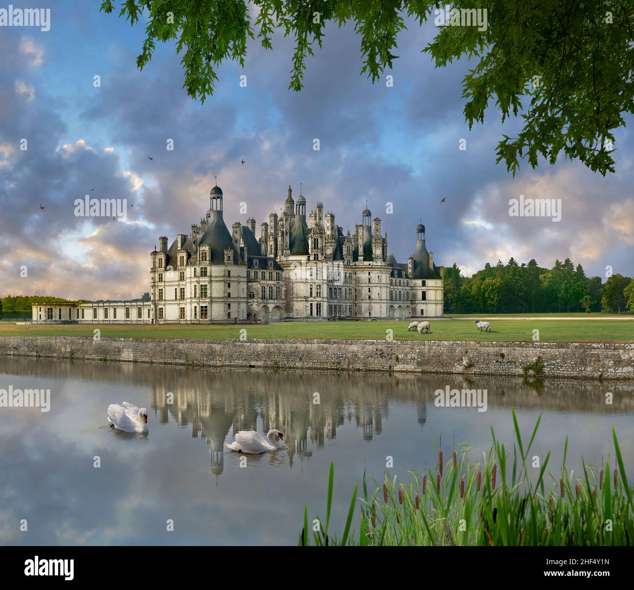 Das Château de Chambord, Centre-Val de Loire. Ein französisches Renaissanceschloss (1519–1547). Chambord ist die größte château im Loire-Tal; es war Stockfoto