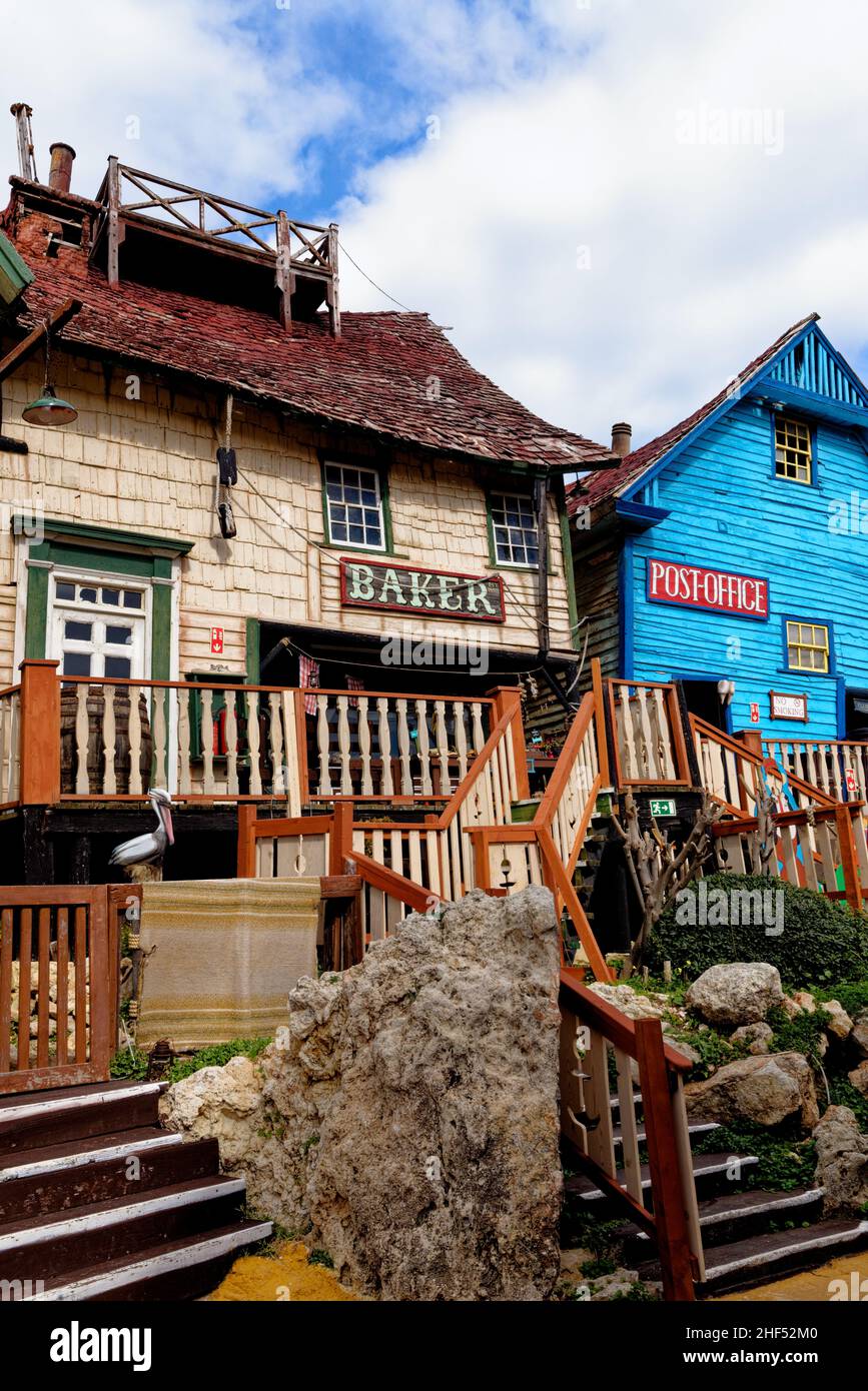 Malta - Popeye Village in Anchor Bay - Sweethaven Village. 1st vom Februar 2016 Stockfoto