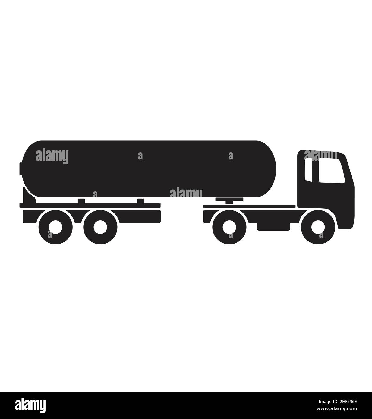 Einfache Tanker Kraftstoff LKW artikuliert schwarz Silhouette Seitenansicht Symbol Vektor isoliert auf weißem Hintergrund Stock Vektor