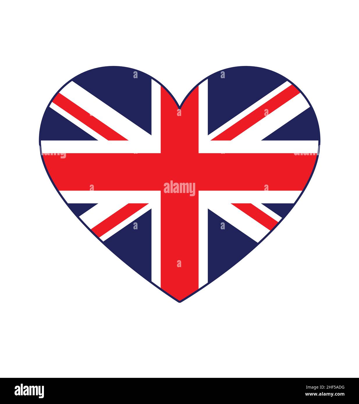 union Jack vereinigtes Königreich Großbritannien Flagge in Liebe Herz Form Vektor isoliert auf weißem Hintergrund Stock Vektor