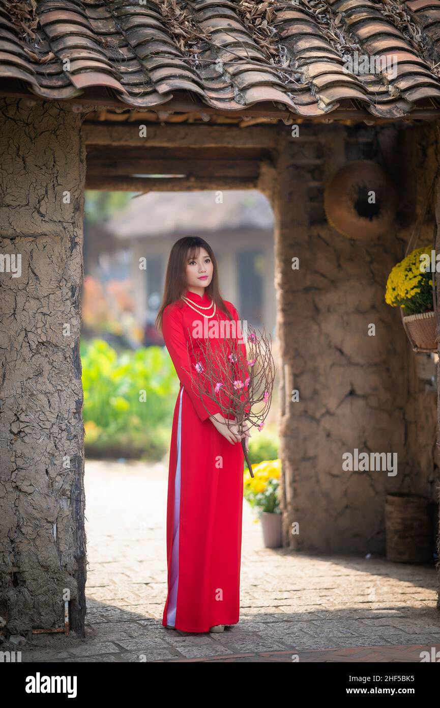 Ho-Chi-Minh-Stadt, Vietnam: AO dai, traditionelle vietnamesische Kostüme Stockfoto