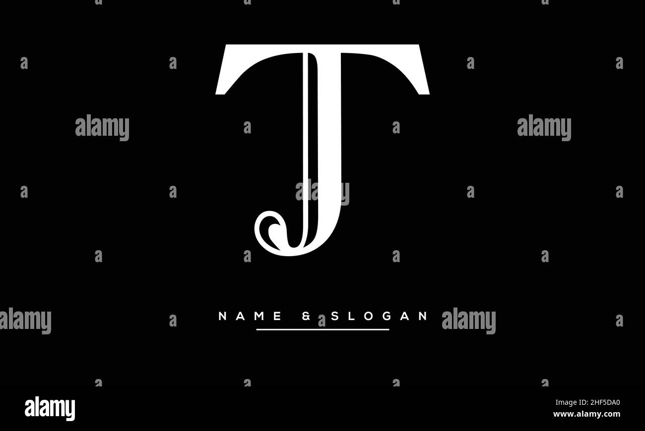 TJ,JT – Logo-Monogramm mit abstrakten Buchstaben Stock Vektor