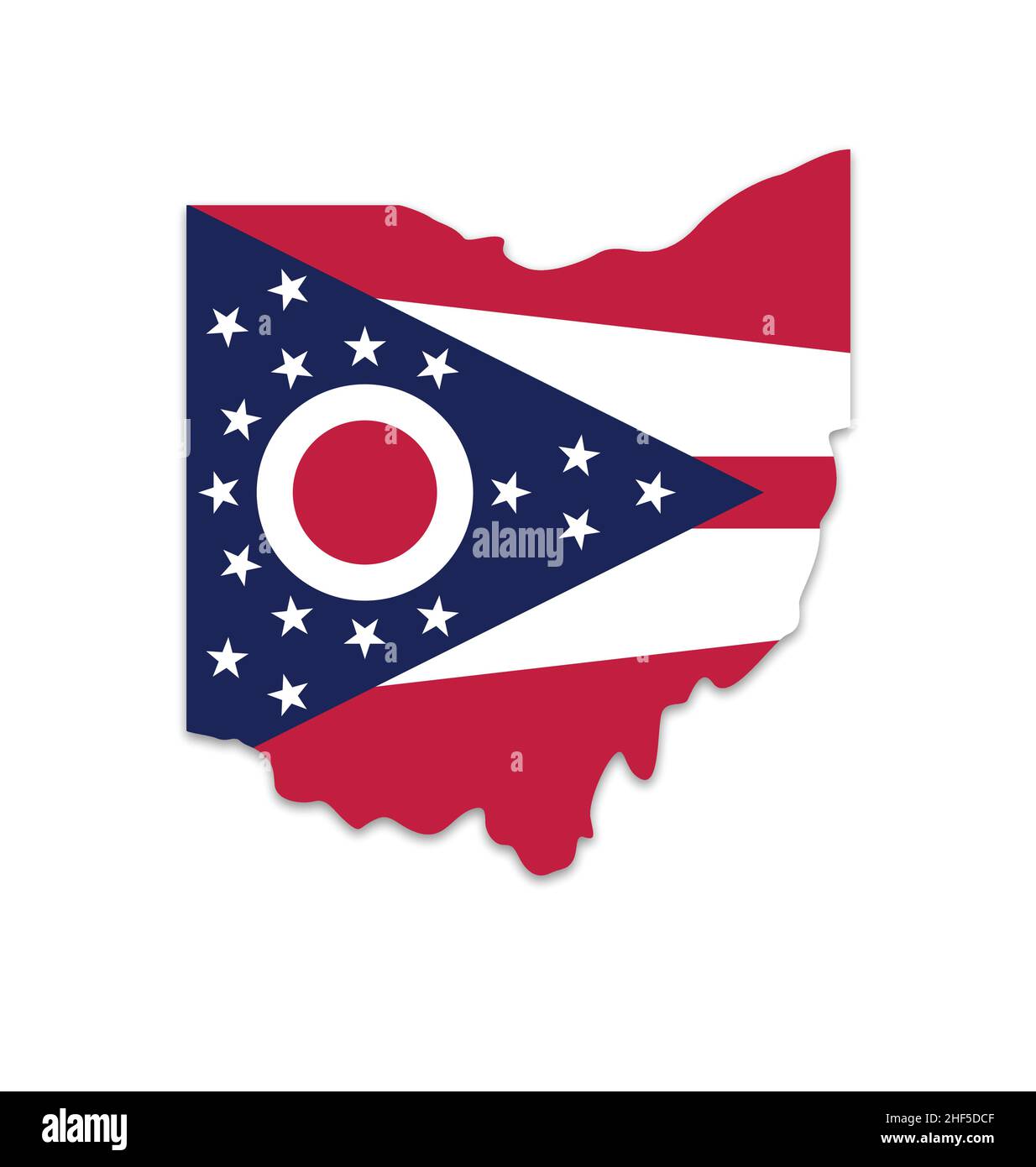 Ohio oh Flagge in State Map Form vereinfachte Silhouette Vektor isoliert auf weißem Hintergrund Stock Vektor