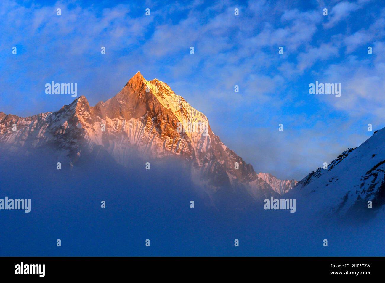 Sternenhimmel über Machhepuchare und Annapurna Base Camp - Nepal, Himalaya Stockfoto