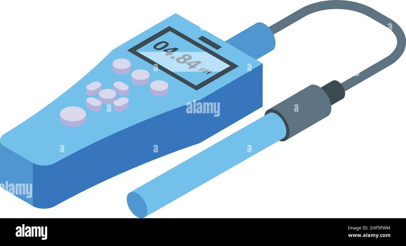 Symbol für Wasser-ph-Meter, isometrischer Vektor. Boden alkalisch. Testskala Stock Vektor