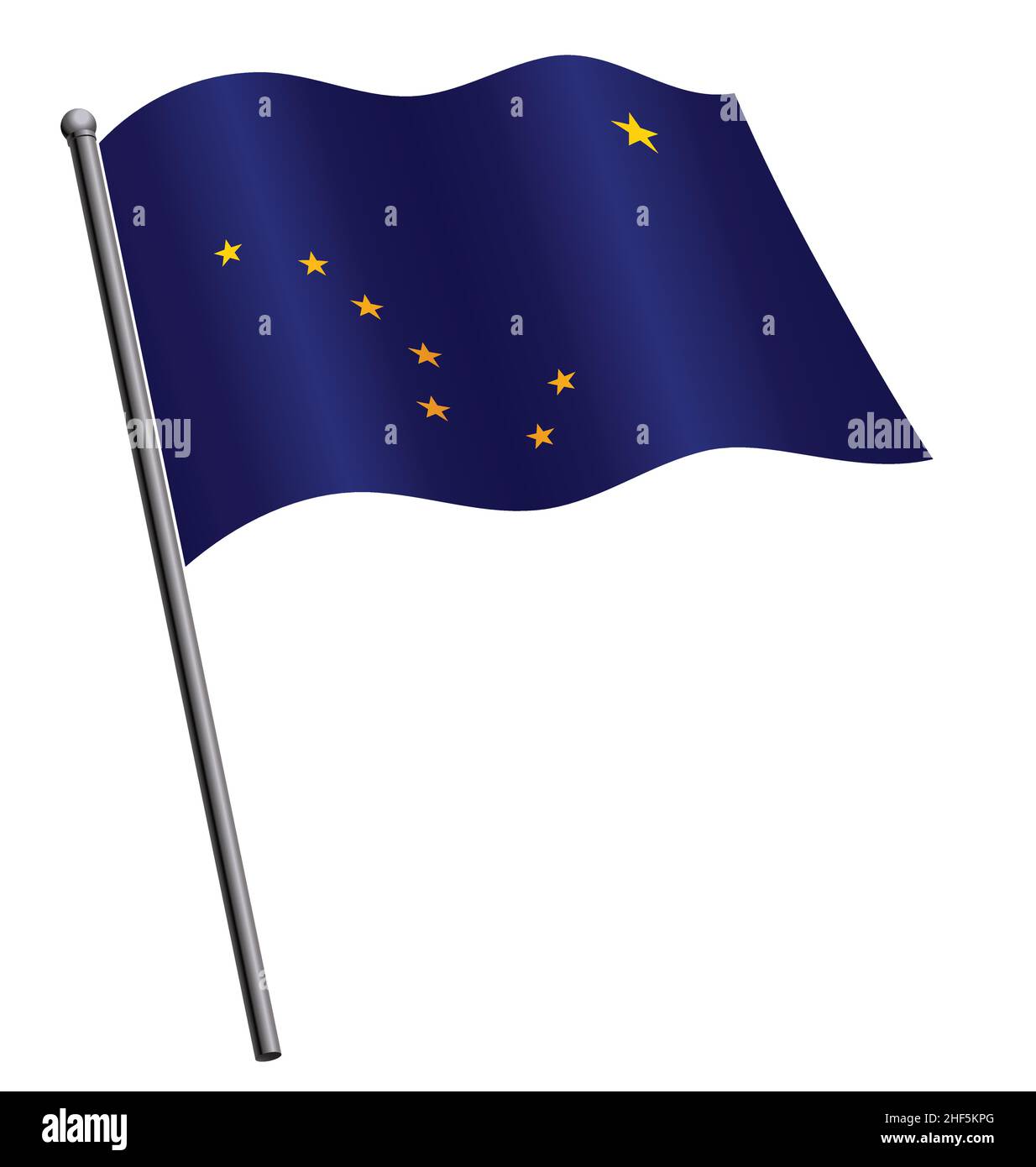 alaska ak Staatsflagge fliegend winkend fliessend auf Fahnenmast Vektor isoliert auf weißem Hintergrund Stock Vektor