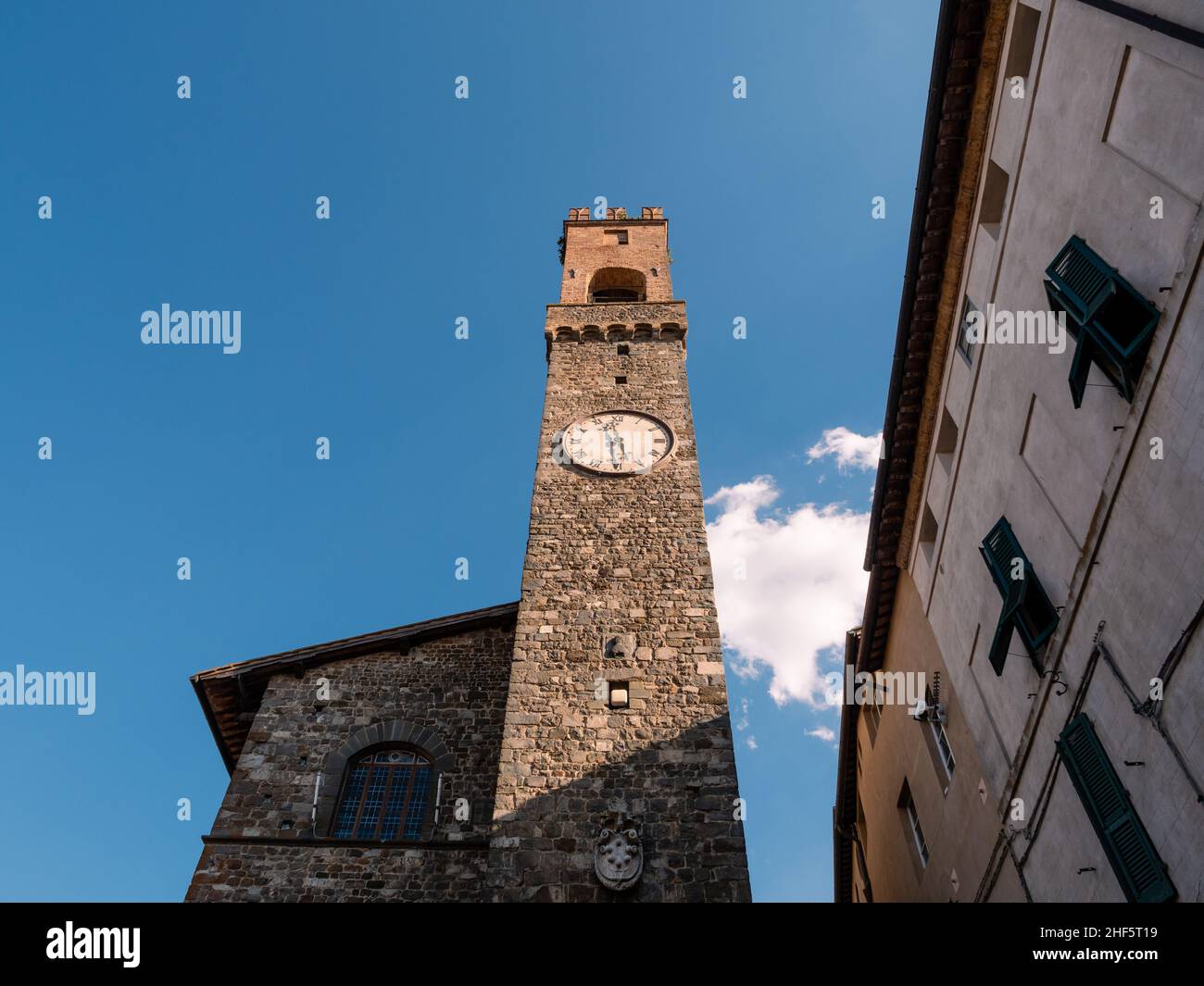 Palazzo dei Priori Montalcino Uhrenturm oder Campanile in der Toskana, Italien Stockfoto