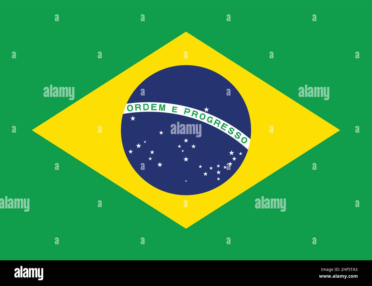 Korrekte brasilien Flagge genaue Verhältnis Schriftfarben Vektordarstellung Stock Vektor