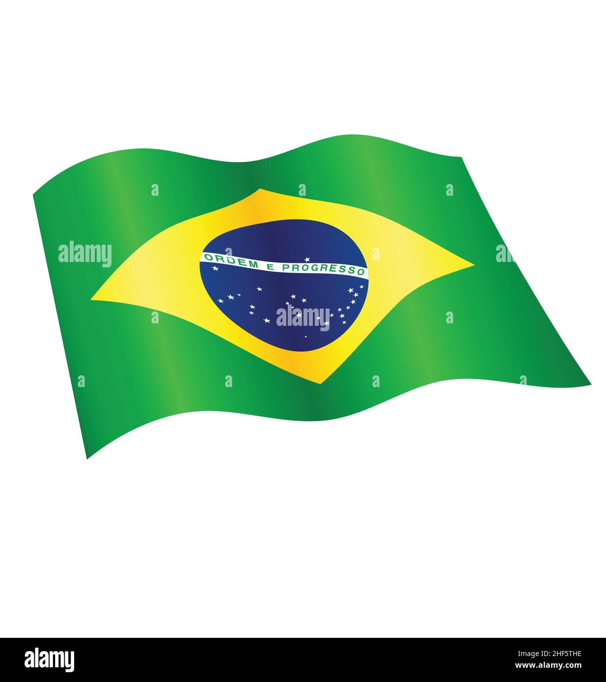 Fliegende winkende brasilianische Flagge von Brasilien brasil Seide Symbol Vektor isoliert auf weißem Hintergrund Stock Vektor