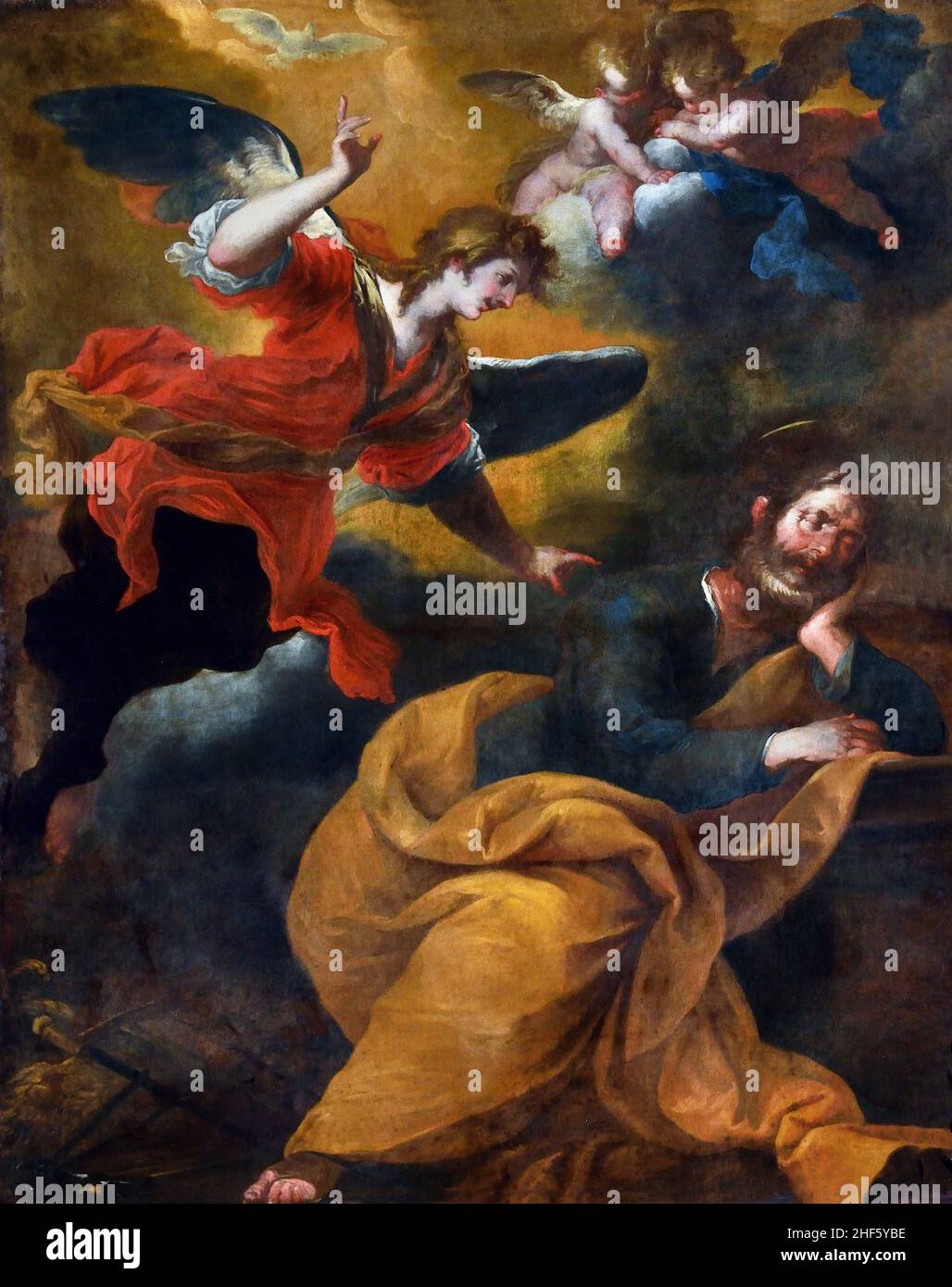 Il sogno di San Giuseppe - der Traum vom heiligen Josef von Valerio Castello 1624-1659 Kirche von San Michele Arcangelo Kirche von San Michele - Erzengel Michael, ist ein Ort der katholischen Anbetung in der Ortschaft San Michele di Pagana, 12th 13th Jahrhundert, Rapallo, Italien, Stockfoto