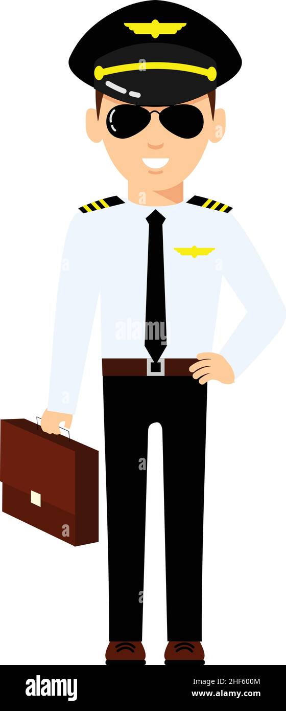 Pilot in Sonnenbrille mit Gepäck Illustration. Stock Vektor