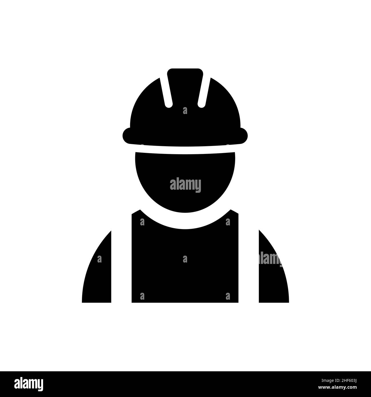 Bauarbeiter-Ikone in flachem Stil. Symbol für Bauunternehmer auf weißem Hintergrund isoliert. Abstraktes Baumeister-Symbol in Schwarz. Vektorgrafik f Stock Vektor
