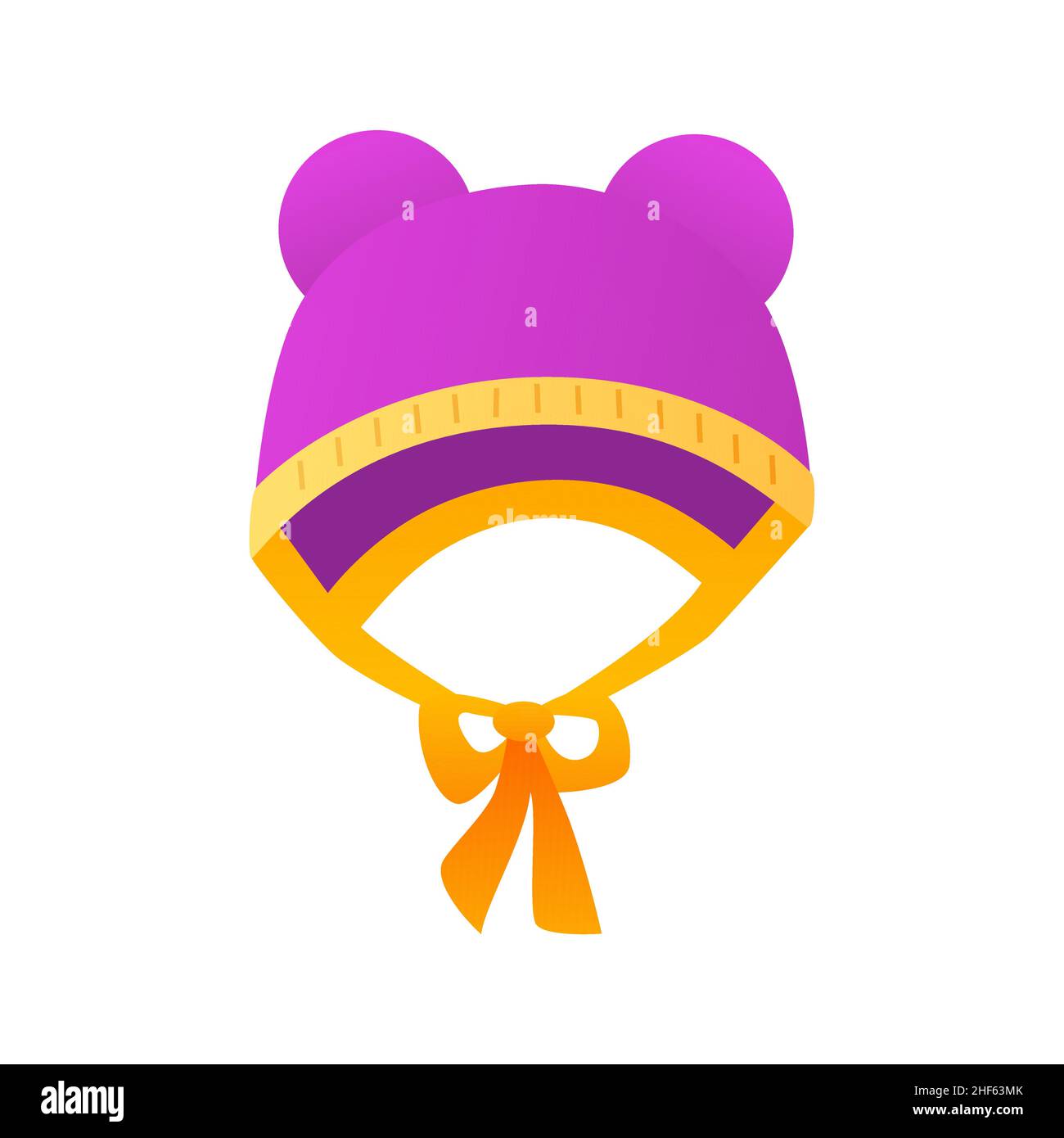Babymütze - modernes flaches Design einzelne isolierte Ikone. Ordentliches, detailliertes Bild des violetten Kopfbedeckung. Es erinnert den Kopf an ein Bärenjunges in Form. Neugeborenenenpflege, Stock Vektor