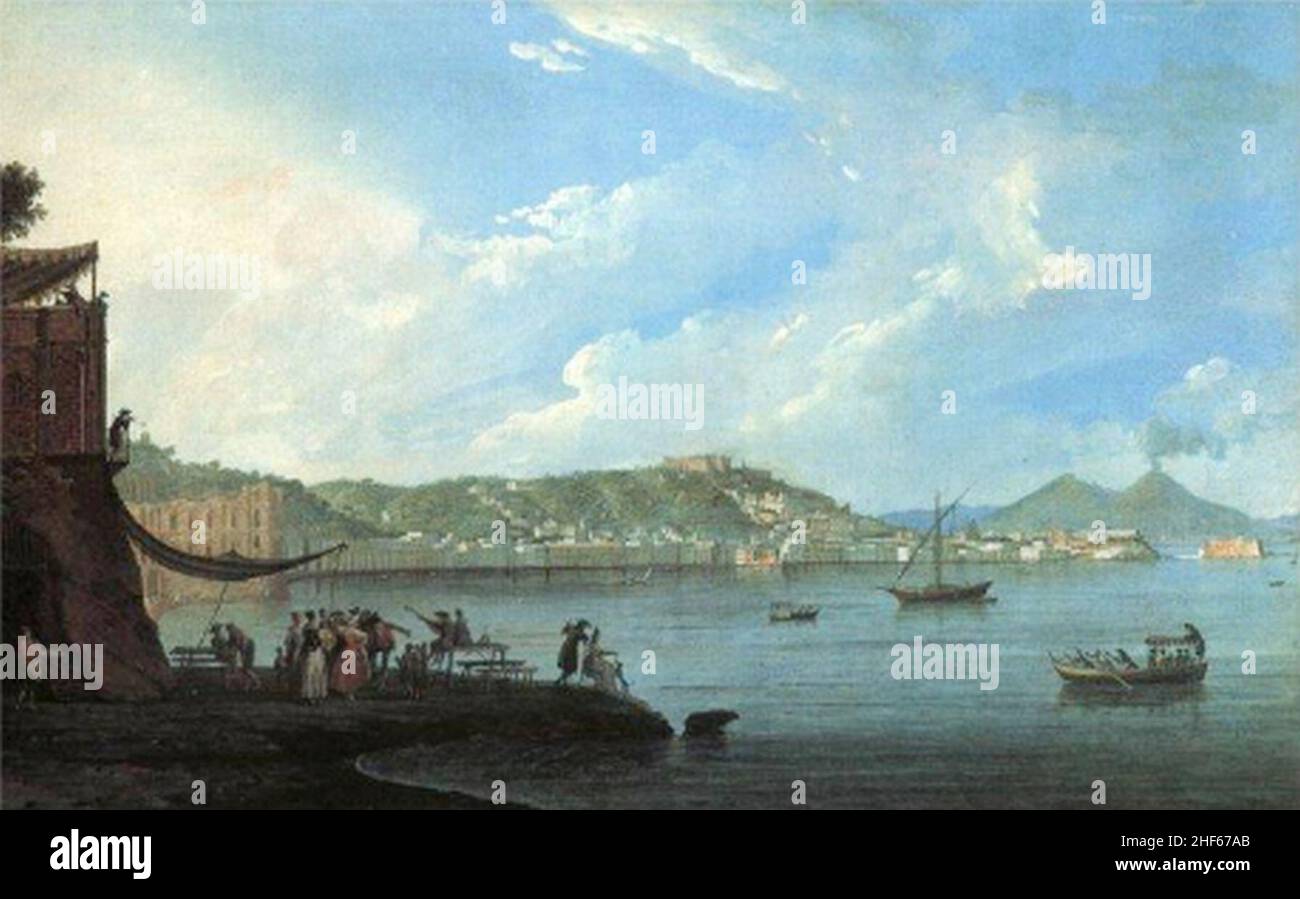 Saverio della Gatta Il golfo di Napoli dallo scoglio di Frisio. Stockfoto